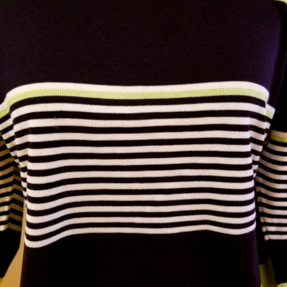Austin Reed Black & Green Stripe Silk Sweater - Picture 6 of 7